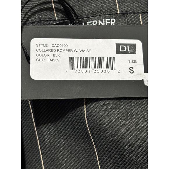 David Lerner NWT Collared Tie Waist Romper Sz S Striped Short Sleeve Whimsygoth - Picture 4 of 6